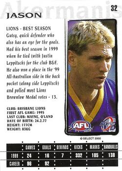 2000 Select AFL Millennium #32 Jason Akermanis Back